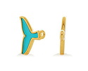 24K Gold (plated) Framed Transparent Turquoise Whale Tail Focal 17x15mm
