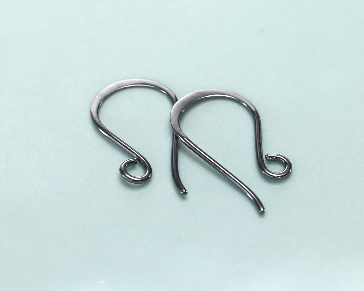 Nina Designs Sterling Silver Black Finish Simple Flat Ear Wire 10x20mm