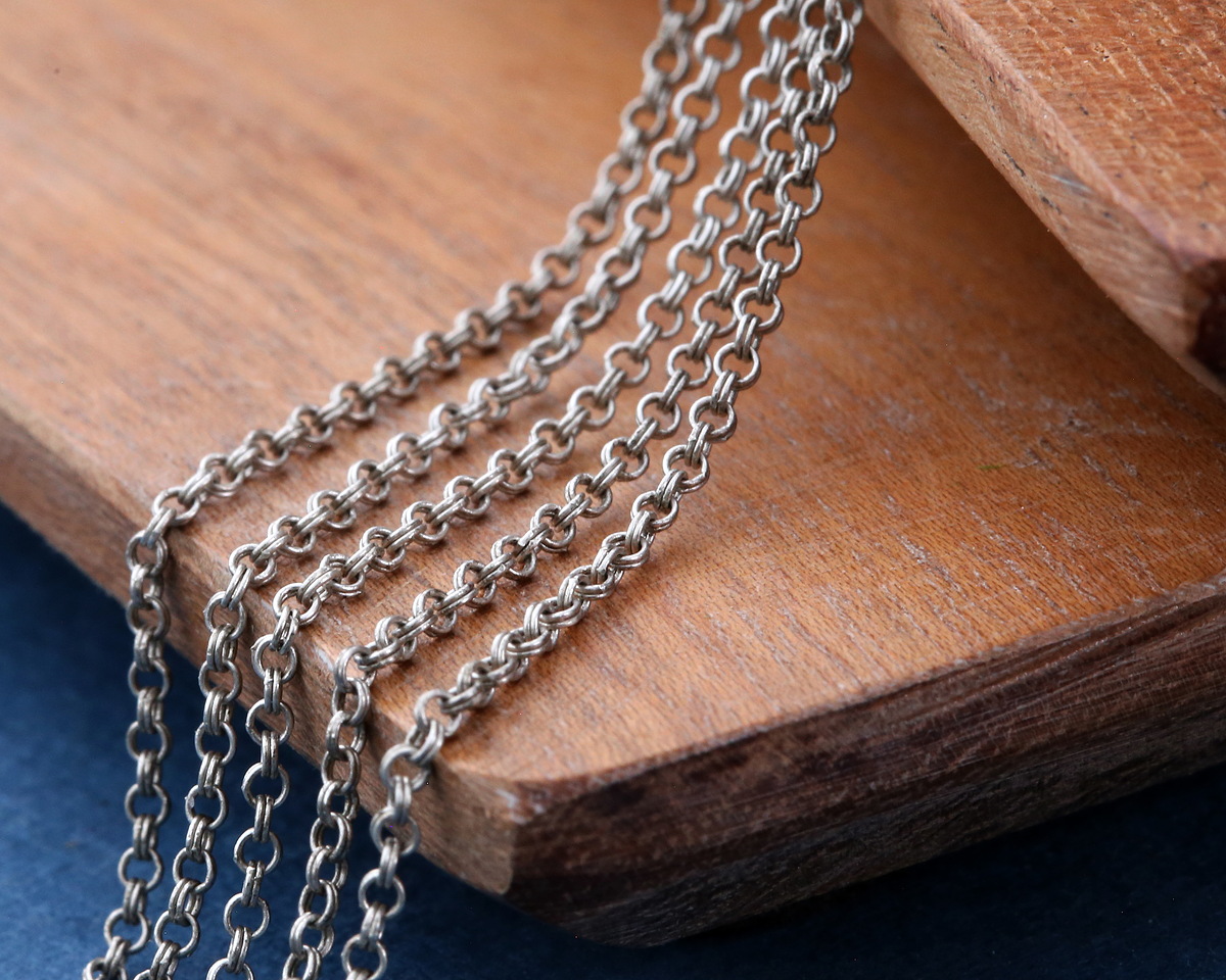 Antique Silver (plated) Tiny Double Rollo Chain, 5' Package