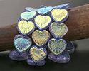 Czech Glass Thistle AB Starburst Heart 13x14mm