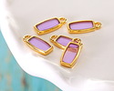 24K Gold (Plated) Transparent Lilac Resin Rectangle Focal 6x13mm