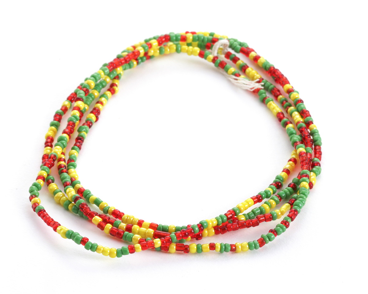 African Glass Red/Green/Yellow Seed Bead Mix 2-3mm