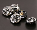 Czech Glass Jet w/ Antique Silver Moon Face Button 17mm