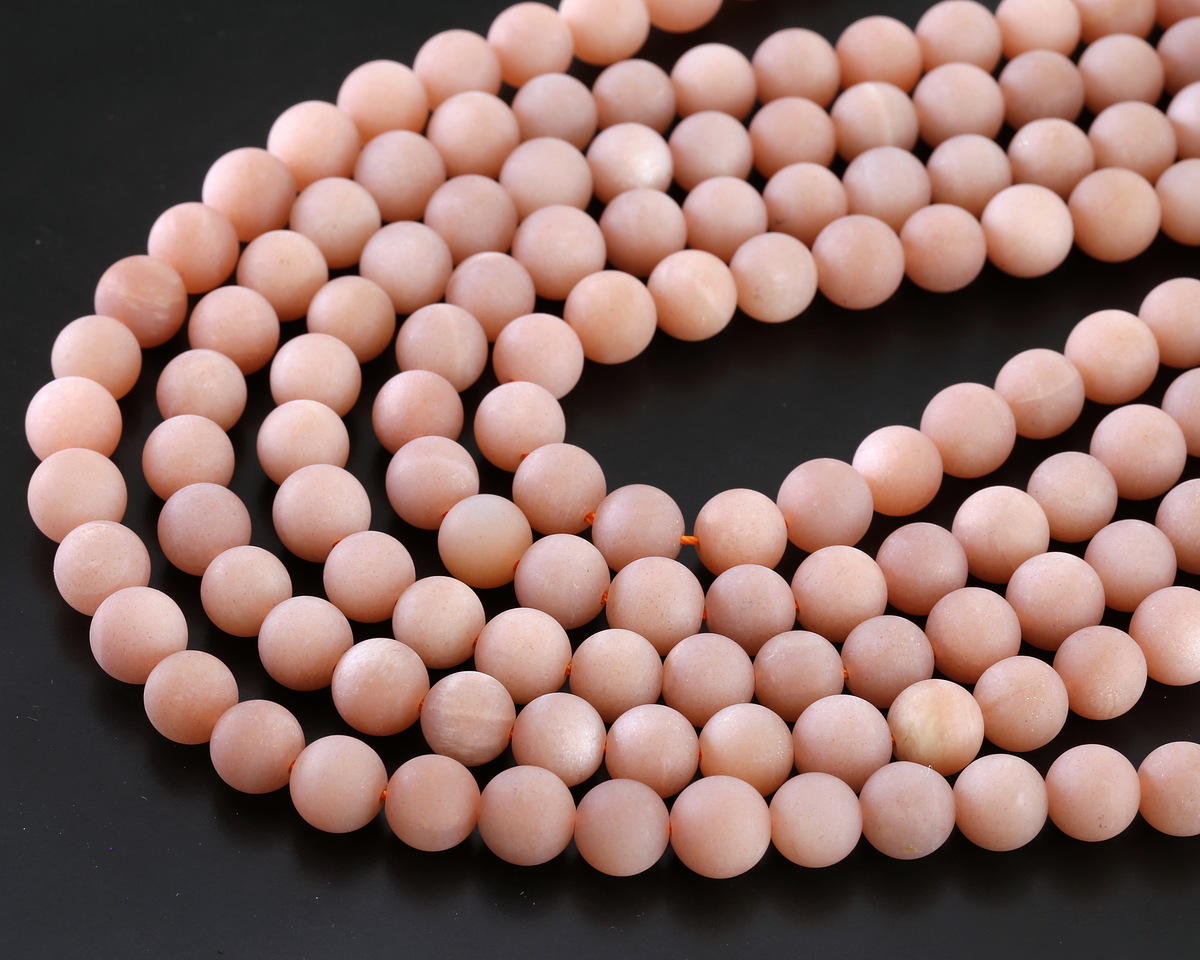 Peach Moonstone (matte-light) Round 8-9mm