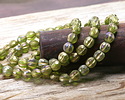 Czech Glass Matte Peridot w/ Golden AB & Gold Faceted Melon Round 6mm