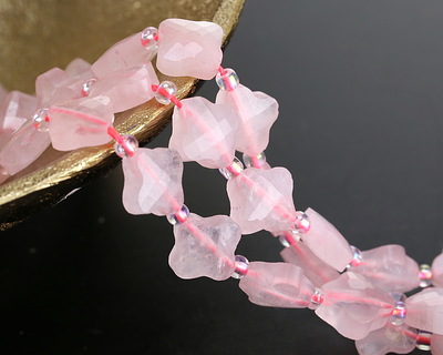 Rose Quartz Faceted Quatrefoil 10mm