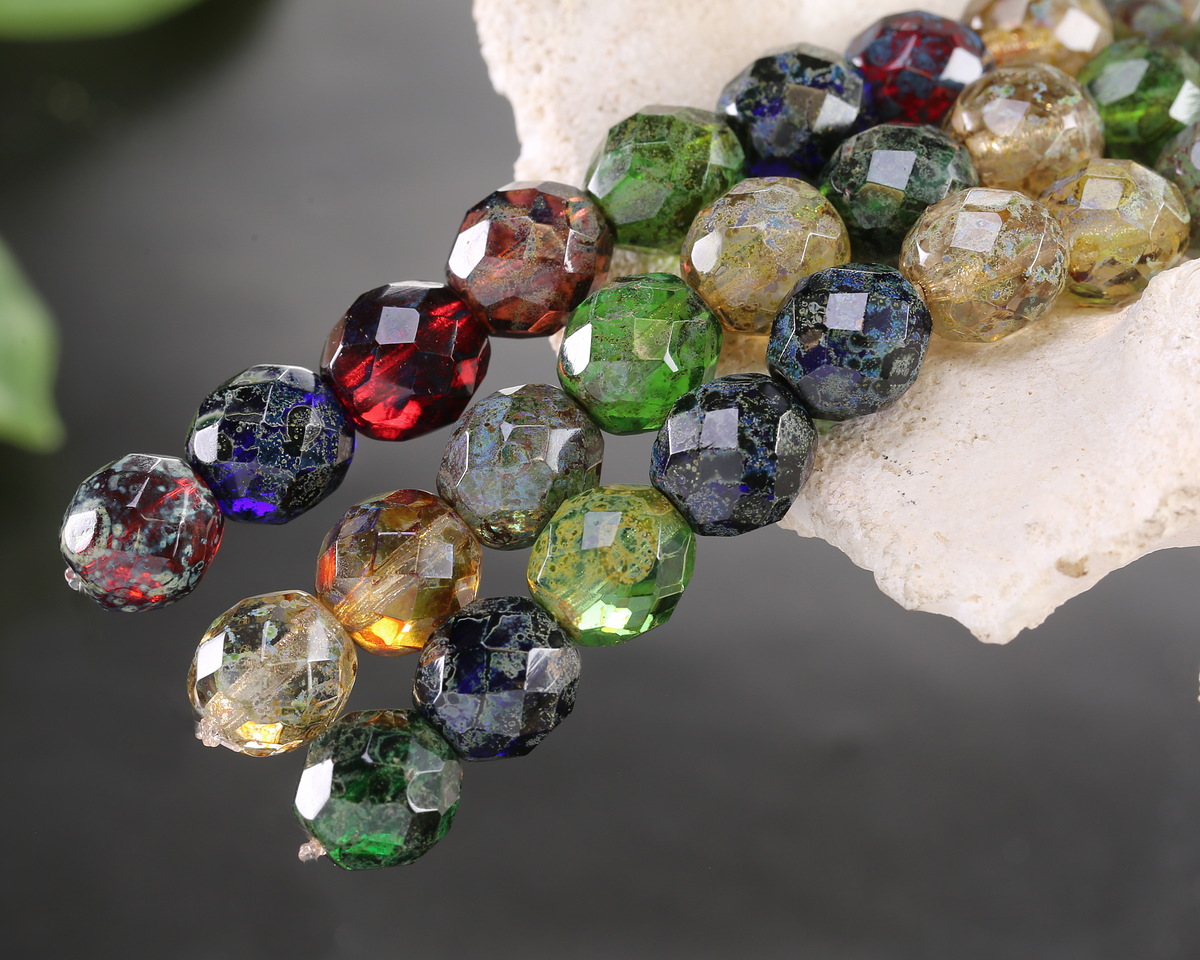 Czech Glass Berry Harvest Multi Color Mix Picasso Fire Polished Round 10mm