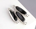 Jet Crystal Elongated Oval Link in Silver Finish Bezel 22x6mm