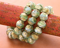 Czech Glass Textured Peruvian Blue Opal Mix w/ Bright Gold Wash Chandelier Cut 8mm