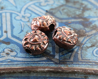 Mykonos Antique Copper (plated) Folksy Heart Bead 7mm