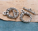 Mykonos Antique Silver (plated) Ornate Roped Toggle Clasp 28x21mm, 25mm Bar