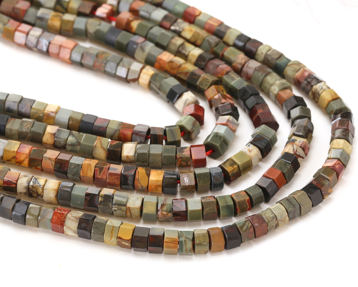 Red Creek Jasper Microfaceted Heishi 3x6mm