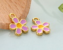 24K Gold (plated) Lilac/Yellow Enamel Daisy Focal 10.5x13.5mm