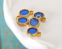 24K Gold (Plated) Transparent Cobalt Blue Resin Round Focal 8x11mm