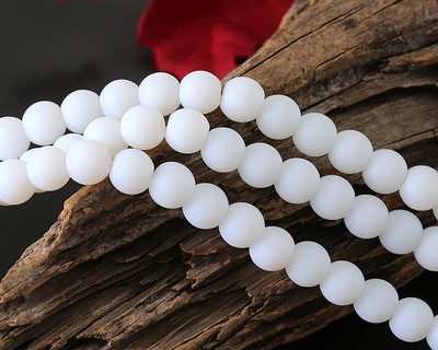 Opaque White Beach-Style Glass Round 8mm