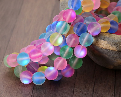 Multi Fused Glass AB (matte) Round 10mm