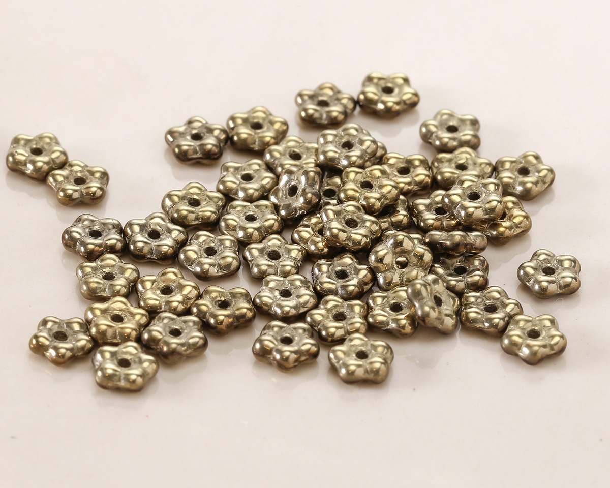 Czech Glass Antique Gold Bali Style Daisy Spacer 2x5mm