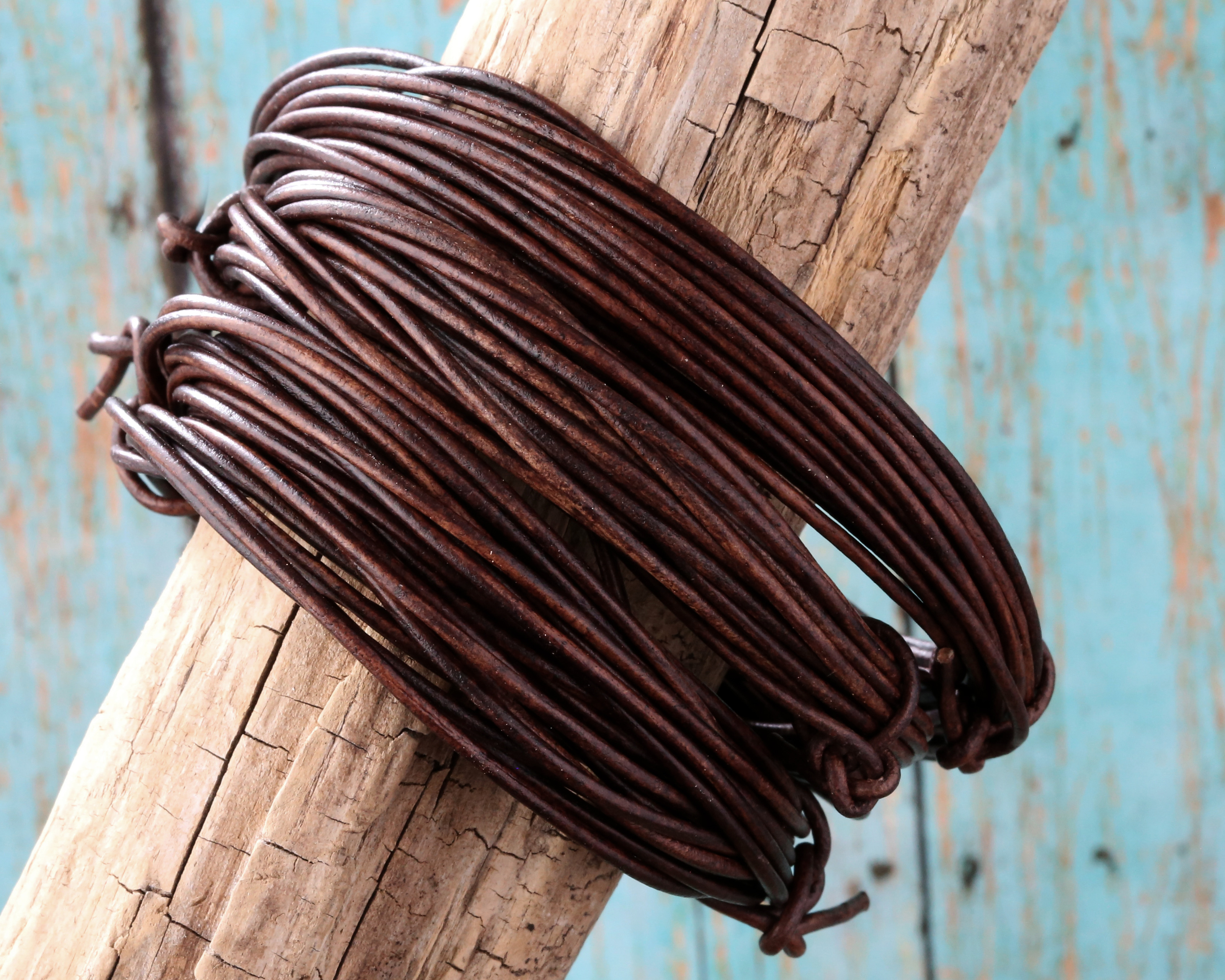 Natural Antique Brown Round Leather Cord 1.5mm, 32 feet