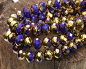 Czech Glass Bronzed Indigo w/ Gold Fire Polished Rondelle 5x7mm