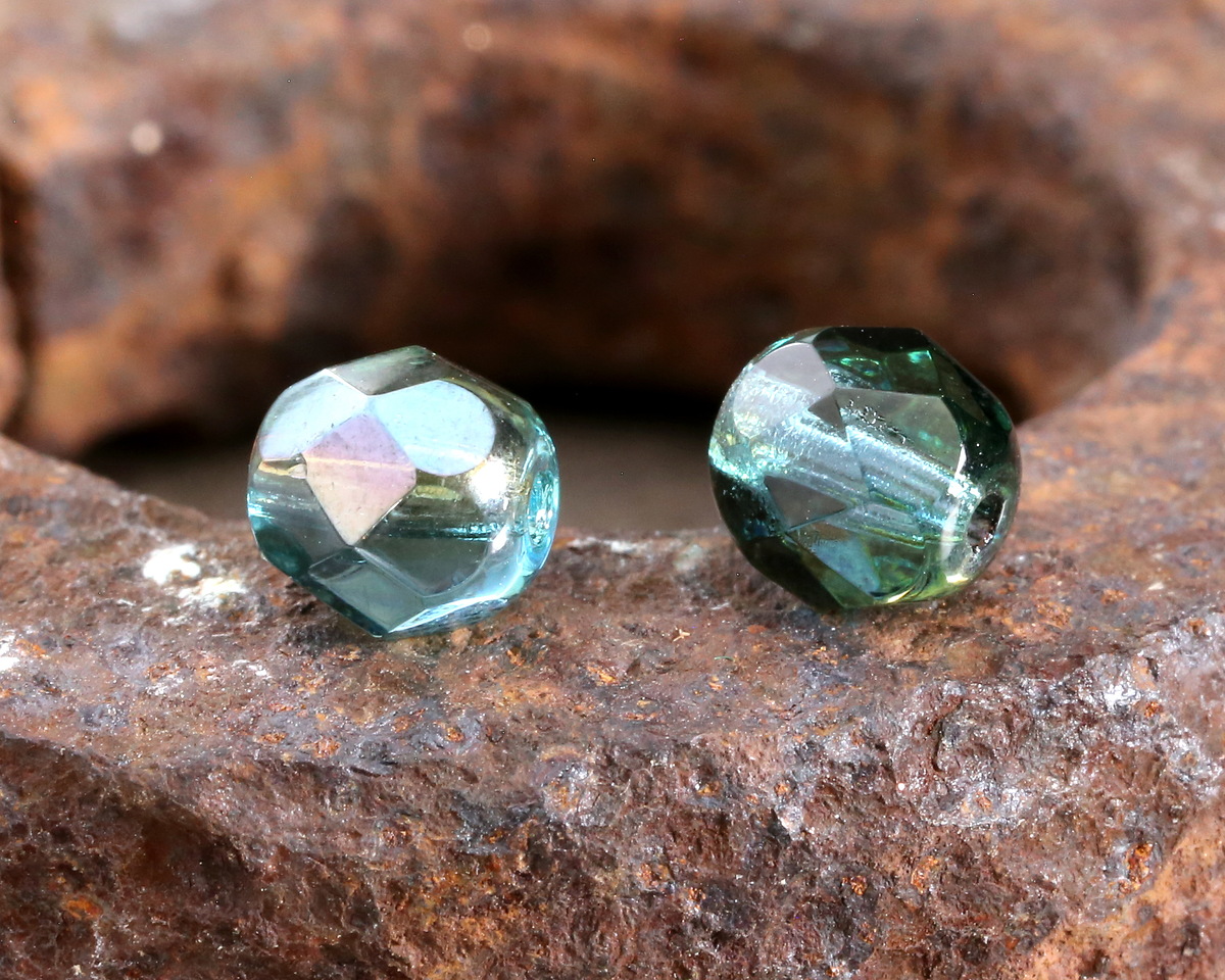 Czech Glass Twilight Ocean Water Fire Polished Round 6mm