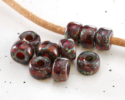 Czech Glass Campfire Picasso Roller 9mm