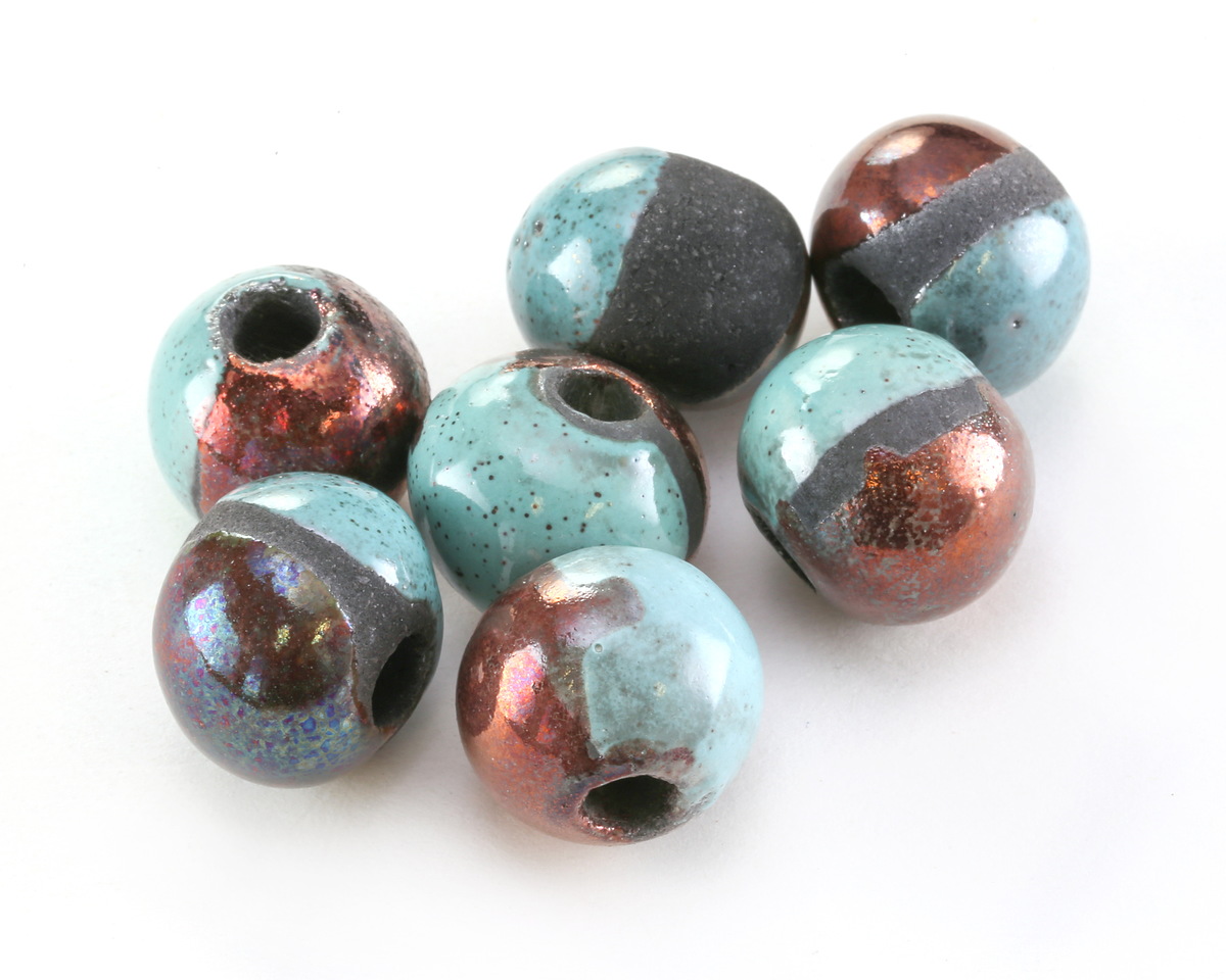 Mykonos Ceramic Raku Metallic Frosted Copper Round 18mm