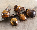 Tiger Eye Wrapped w/ Antique Copper (Lead Free) Focal 20-25x30-38mm