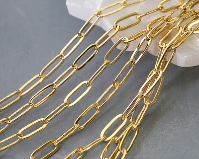 Hamilton Gold (plated) Flat Paperclip Chain, 50m Spool