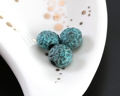 Mykonos Copper (plated) Patina Folksy Heart Bead 7mm