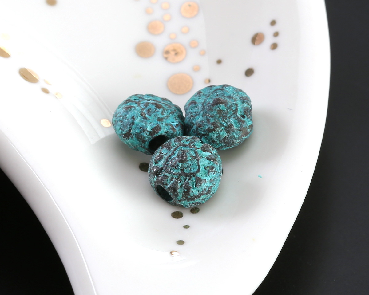 Mykonos Copper (plated) Patina Folksy Heart Bead 7mm