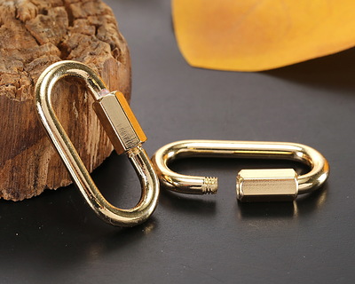 18K Gold (plated) X-Large Screw Lock Carabiner Clasp 17.5x34mm