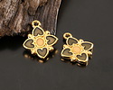 24K Gold (plated) Transparent Gray Enamel Quatrefoil Focal 15x18mm