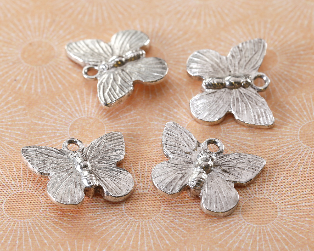 Nunn Design Antique Silver (plated) Butterfly Charm 18x15mm