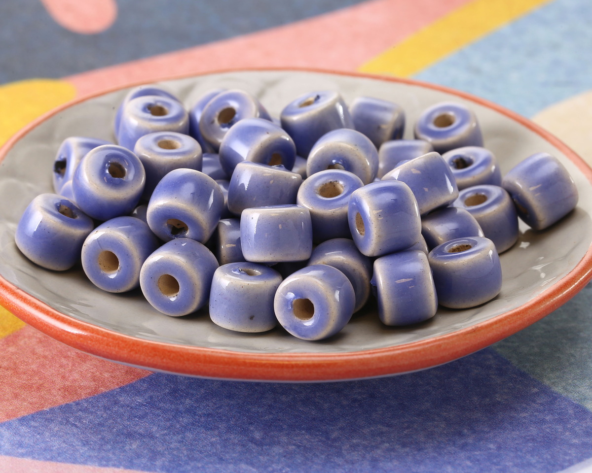 Mykonos Ceramic Periwinkle Tube Spacer 7x8mm
