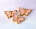 24K Gold (Plated) Pink Pearl Enamel Butterfly Focal 18x15mm