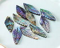 Abalone Carved Diamond Feather Focal 29x12mm