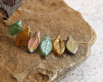 Czech Glass Serenity Mix Leaf Drop 6x12mm