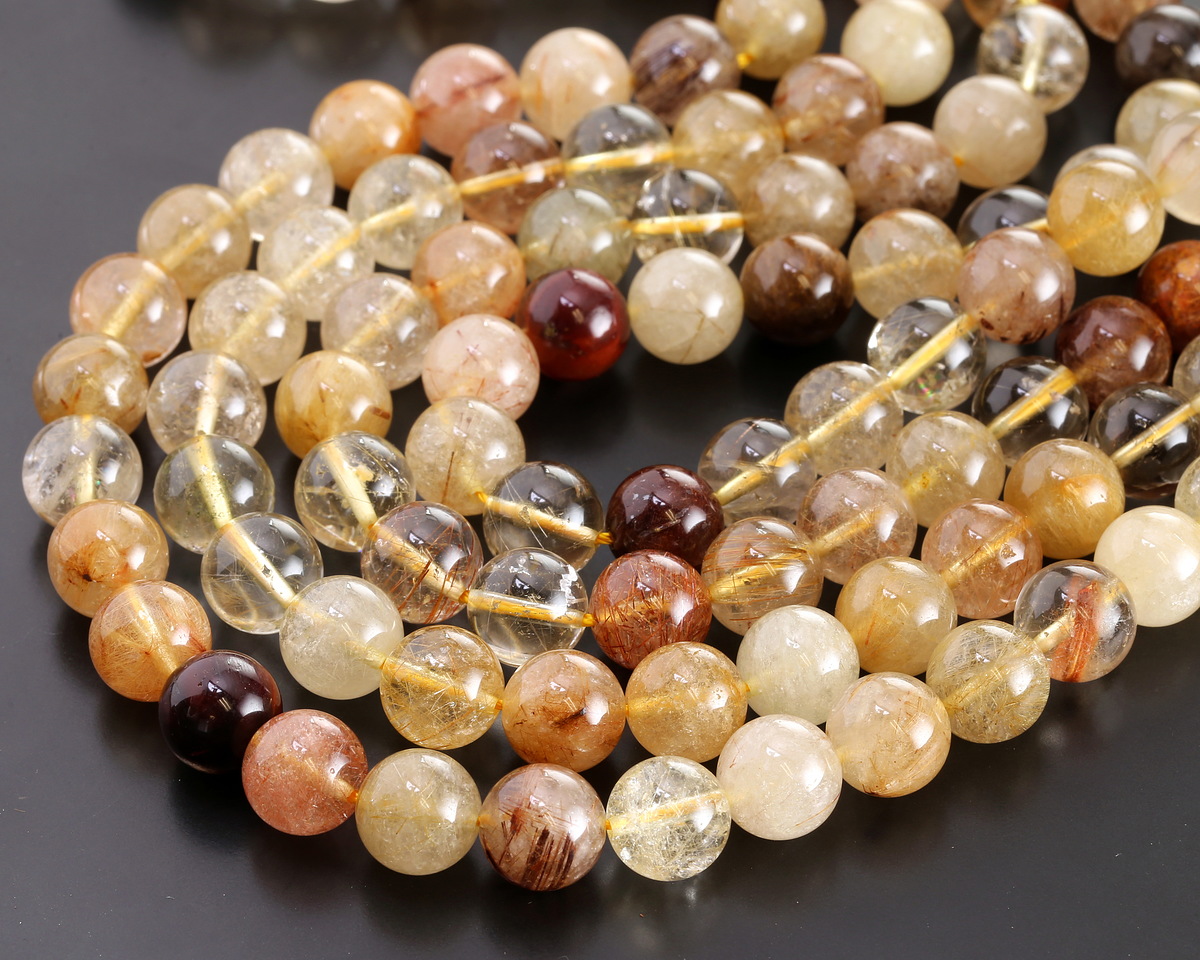 Gold Red Rutilated Quartz (A) Round 10mm