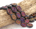 Czech Glass Matte Jet w/ Metallic Rainbow Mystic Eye 14x11mm