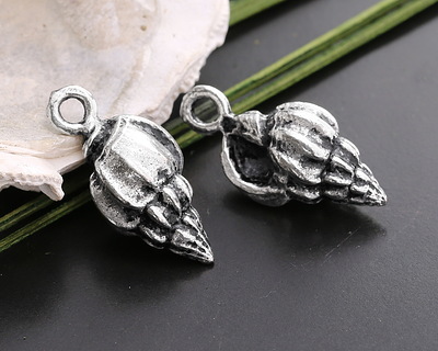 Mykonos Antique Silver (plated) Wentletrap Shell Focal 10x22mm