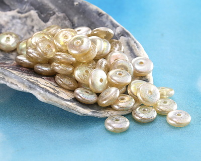 Czech Glass Jonquil AB w/ Silver Finish Spacer 2x6mm