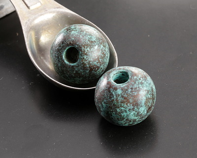 Mykonos Metalized Ceramic Copper Patina Rondelle 18x20mm