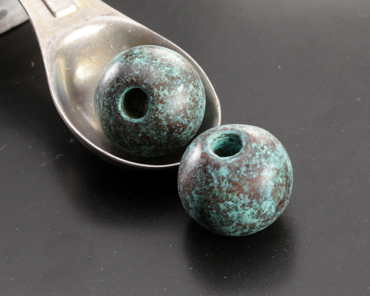 Mykonos Metalized Ceramic Copper Patina Rondelle 18x20mm