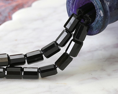 Black Obsidian Microfaceted Tube 7x10mm