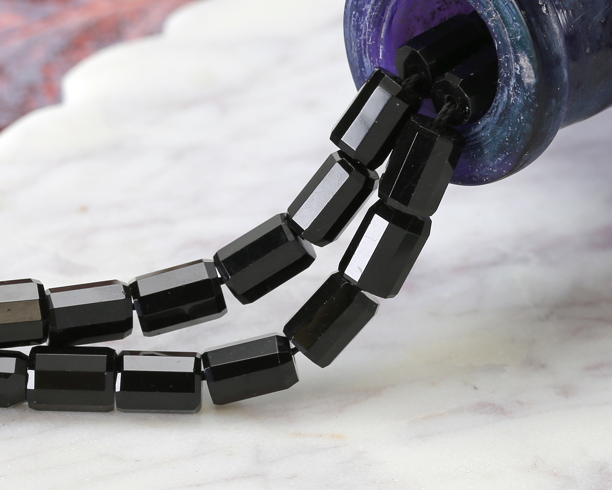 Black Obsidian Microfaceted Tube 7x10mm