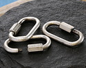 Burnished Silver (plated) X-Large Screw Lock Carabiner Clasp 17.5x34mm
