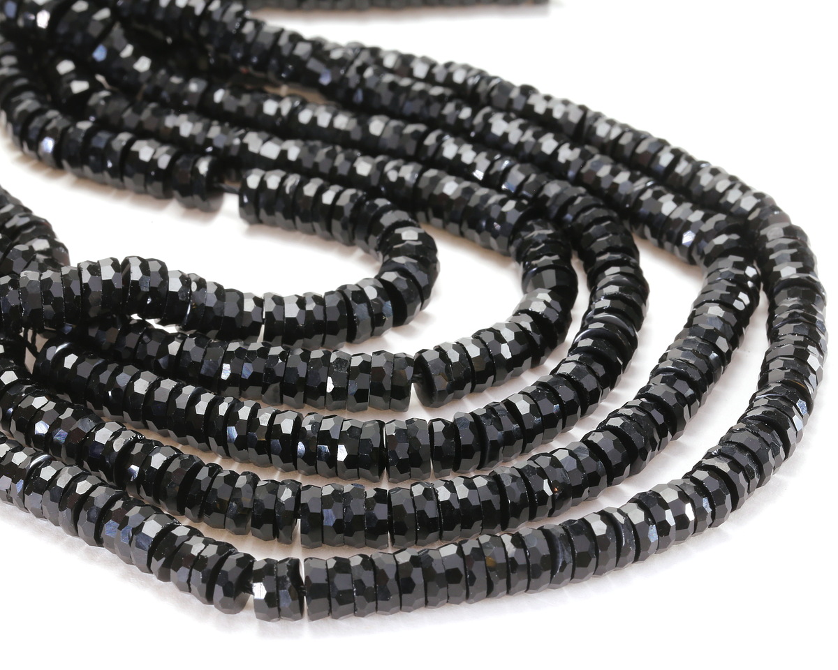 Black Obsidian Microfaceted Heishi 2x6mm