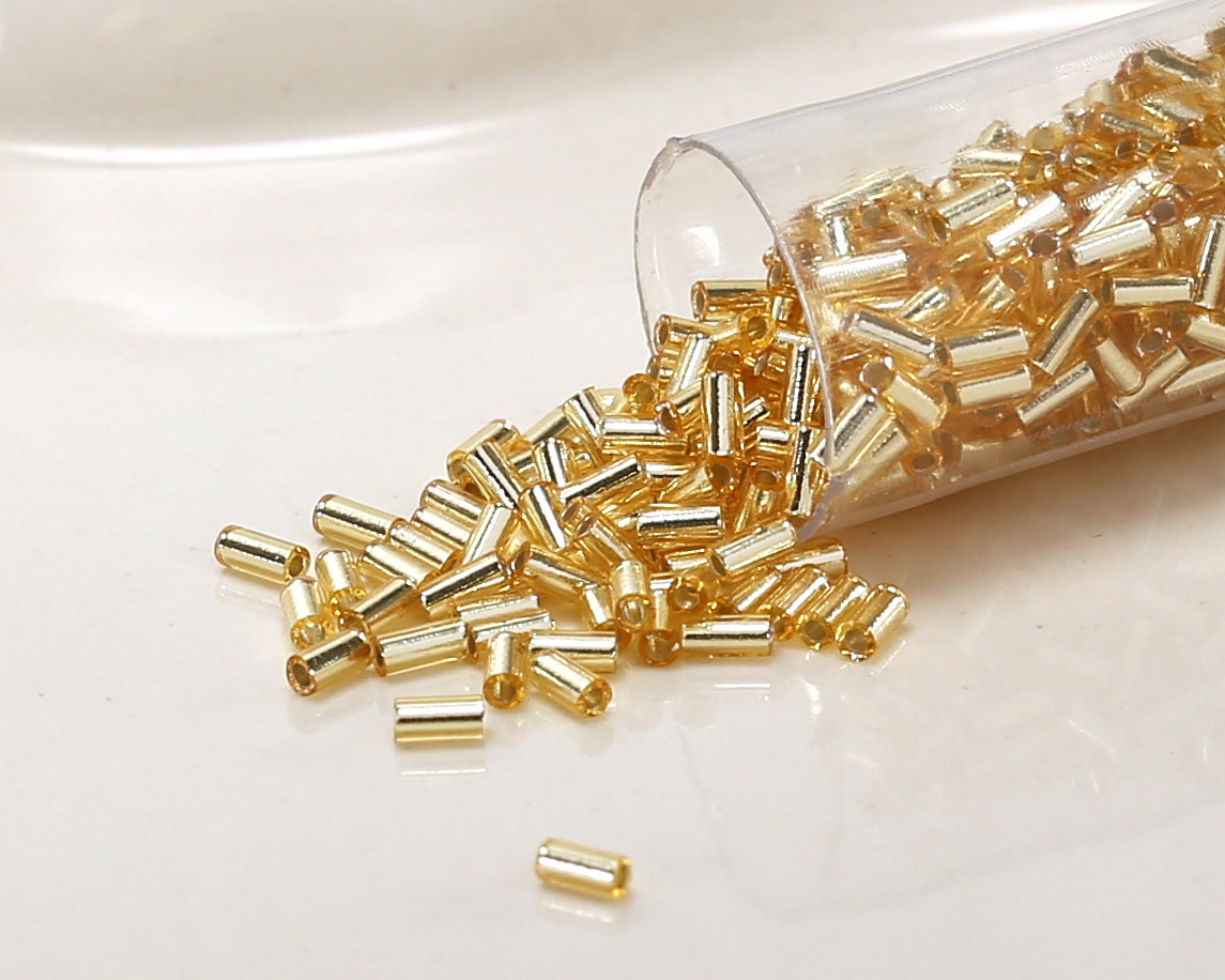 Miyuki Silver Lined Gold Bugle Bead 3mm