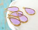 24K Gold (Plated) Transparent Lilac Resin Drop Focal 13x23mm