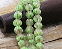 Czech Glass Matte Mossy Path Mix w/ Gold Melon Round 8mm